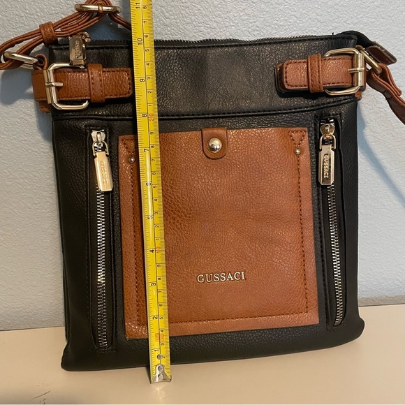 Gussaci Italy Crossbody Handbag Women Black/BrownFaux Leather Lined Purse - Picture 8 of 8